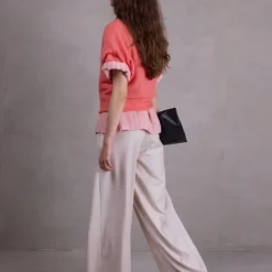 Abeno alpaca top in bright coral