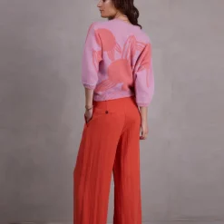 Avoine alpaca trui in lila met coral