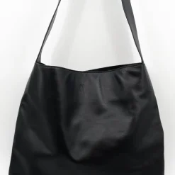 Big crossbody handtas in zwart nappaleer