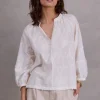 Binte ecru broderie blouse