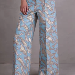 Bolivar broek in blue archipel jacquard