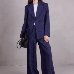 Bolivar broek in night blue daisy