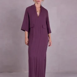 Bonita jurk in aubergine Tencel