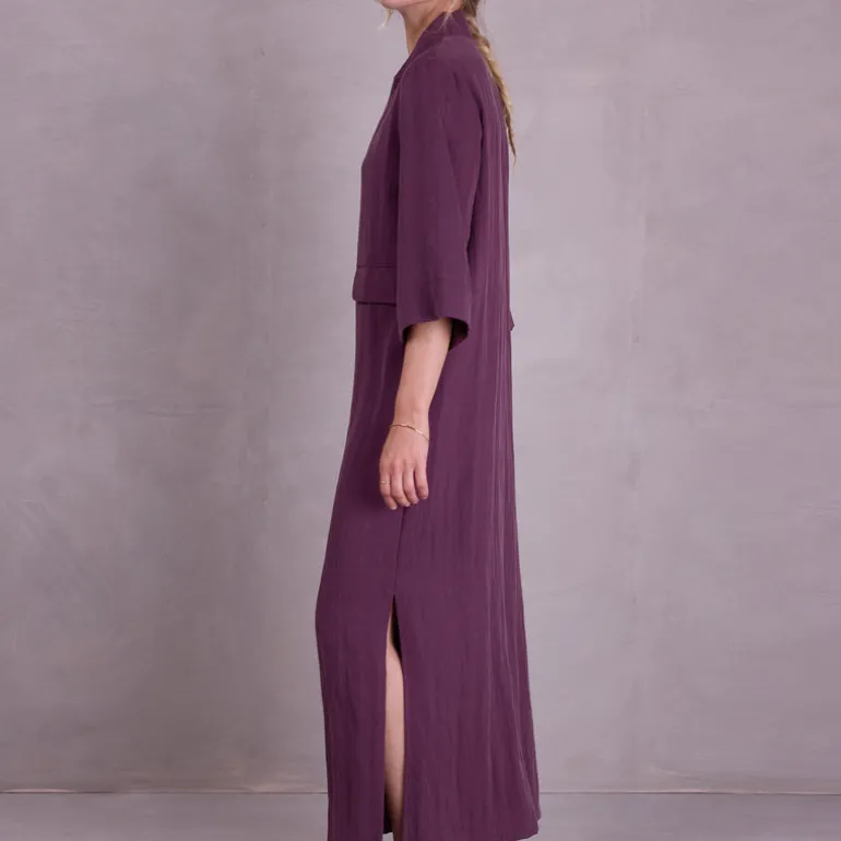 Bonita jurk in aubergine Tencel