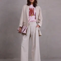 Cezar broek in sand herringbone