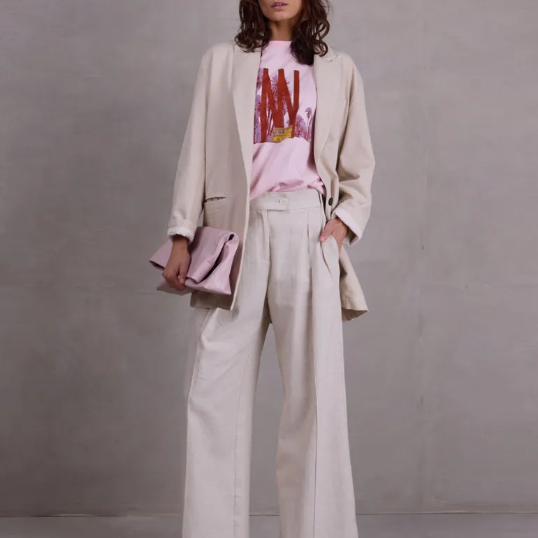 Cezar broek in sand herringbone