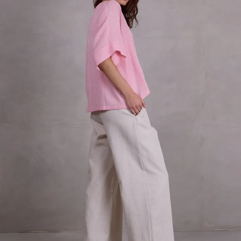Cezar broek in sand herringbone