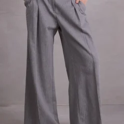 Cezar broek in steel grey herringbone