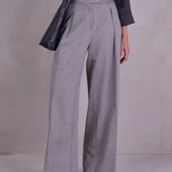Cezar broek in steel grey herringbone