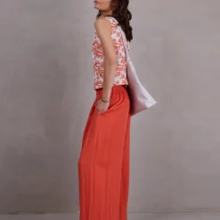 Danielle broderie top in shiny orange