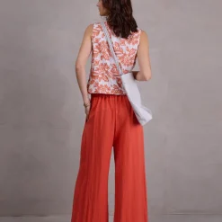 Danielle broderie top in shiny orange