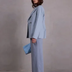 David broek in dusk blue herringbone