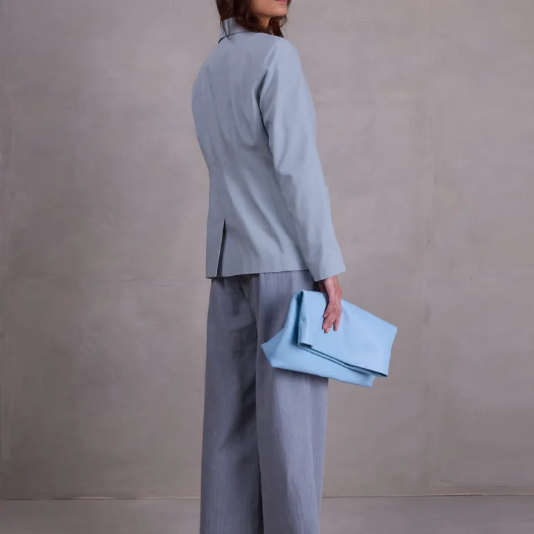 David broek in dusk blue herringbone