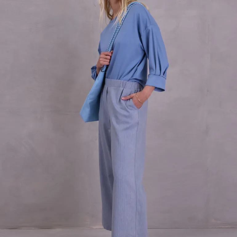 David broek in dusk blue herringbone