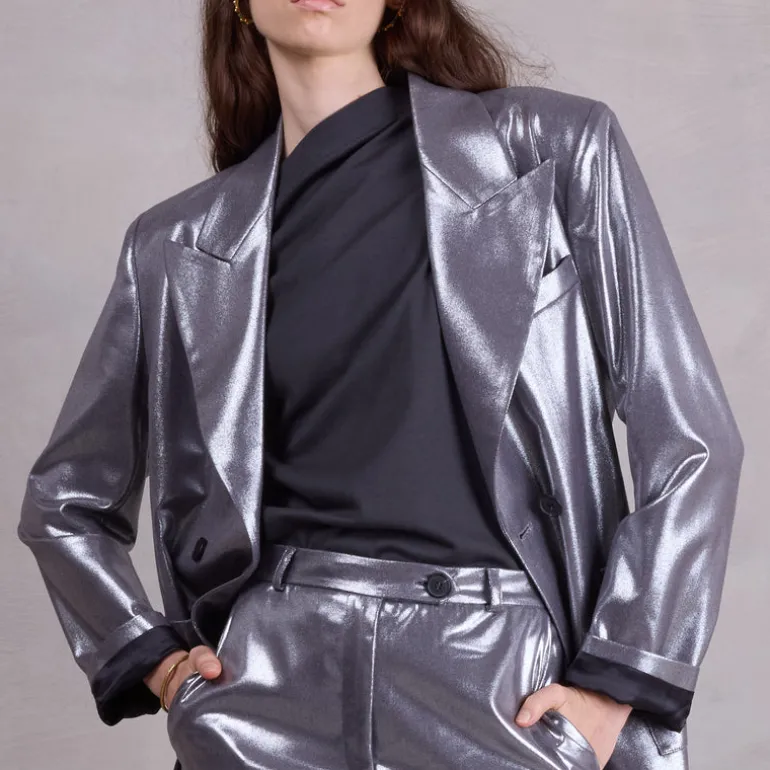 Davos blazer in silver disco twill