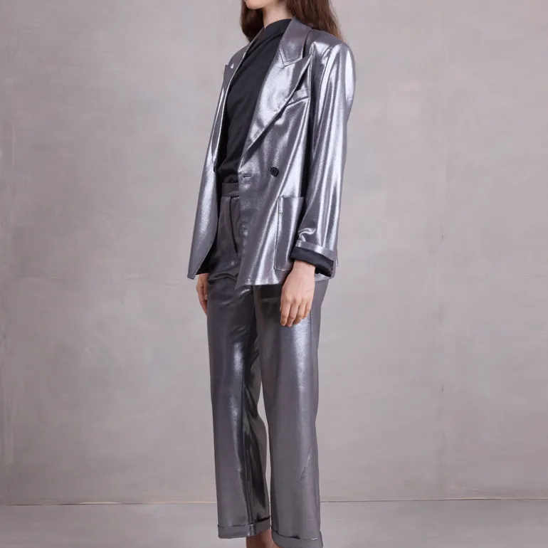 Davos blazer in silver disco twill