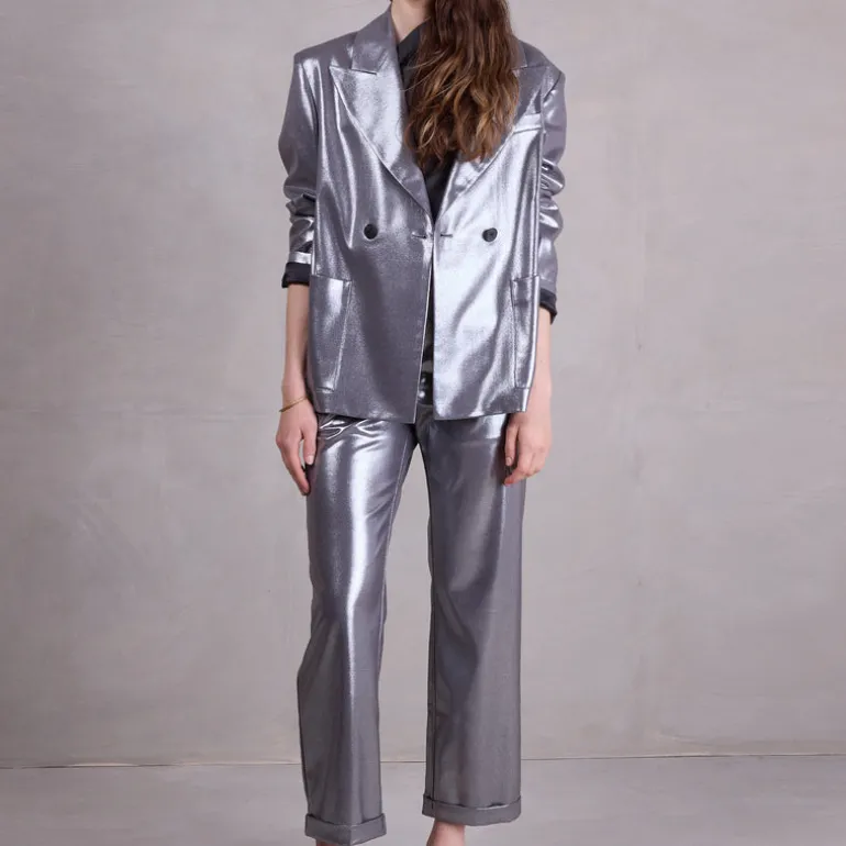 Davos blazer in silver disco twill