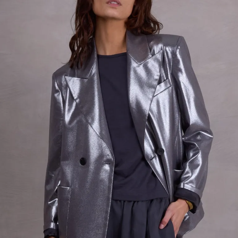 Davos blazer in silver disco twill