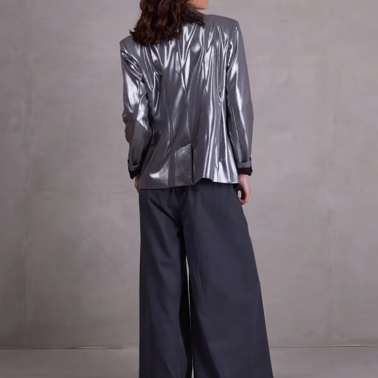 Davos blazer in silver disco twill