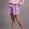Diaz short in bright lilac stripes