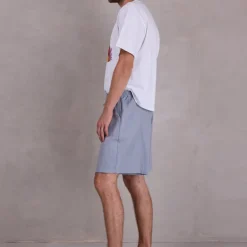 Diede short in dusk blue herringbone