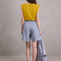 Diede short in dusk blue herringbone