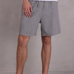 Diede short in steel grey herringbone