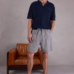 Diede short in steel grey herringbone