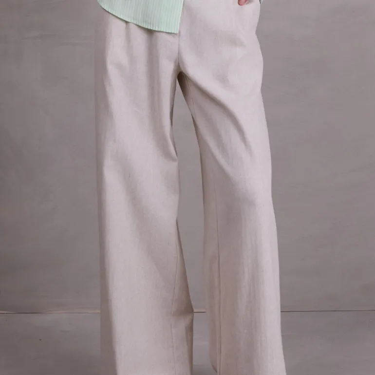 Edward broek in sand herringbone