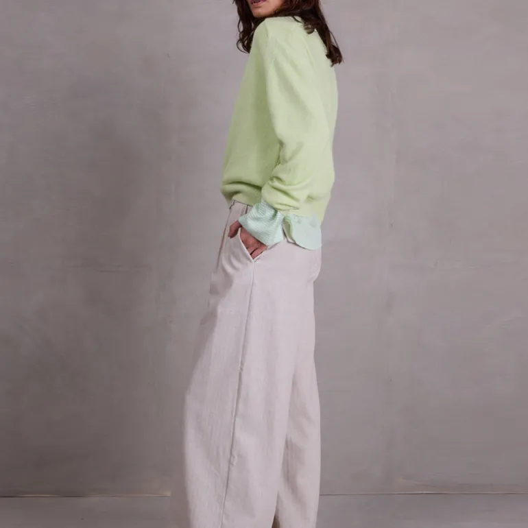 Edward broek in sand herringbone