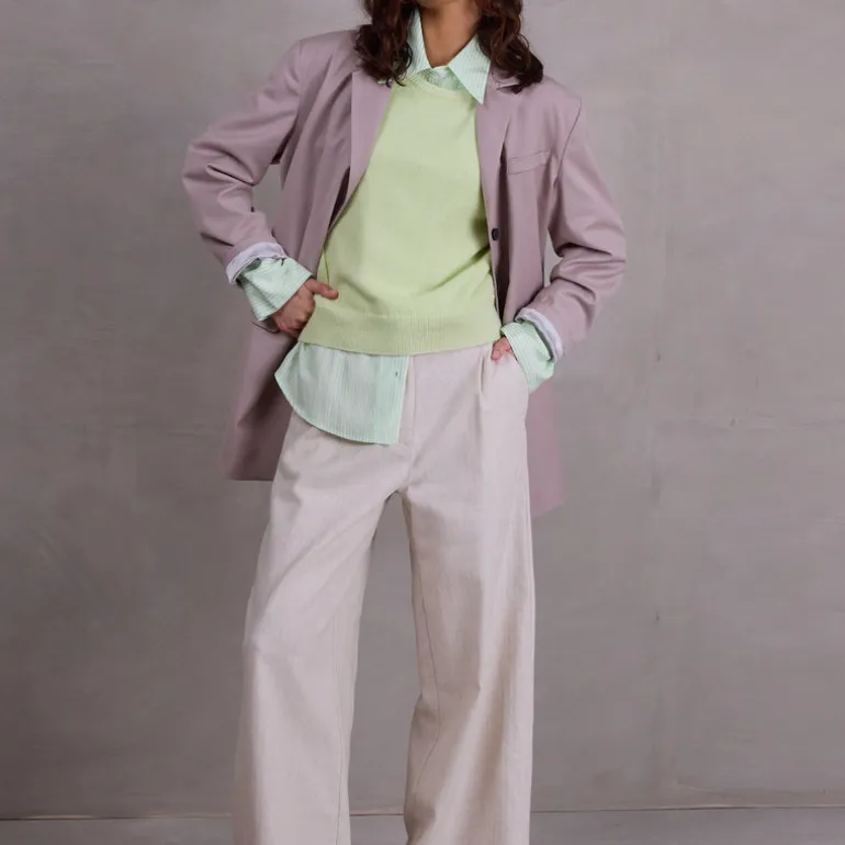 Edward broek in sand herringbone