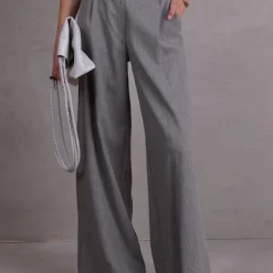 Edward broek in steel grey herringbone