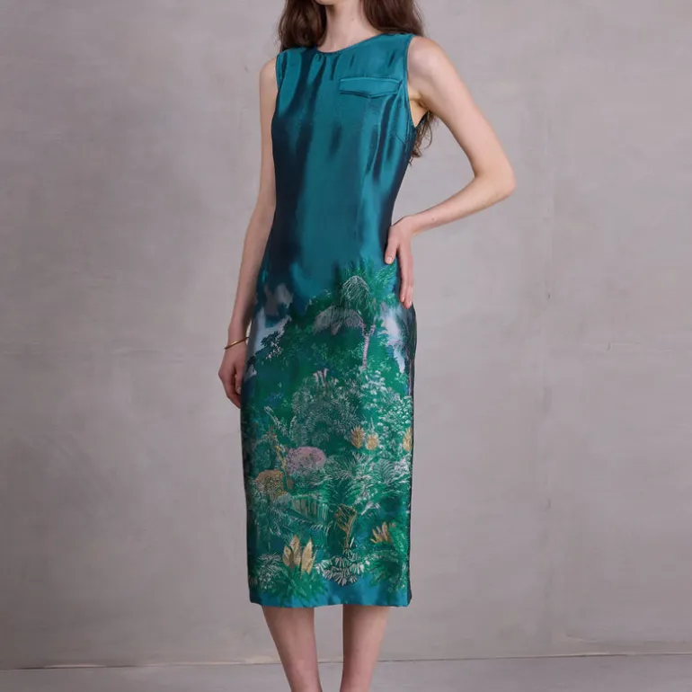Emelia jurk in jungle jacquard