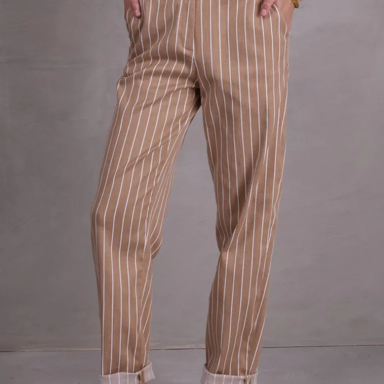 Fannie broek in mokka stripes