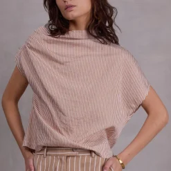 Feline bruin gestreepte top