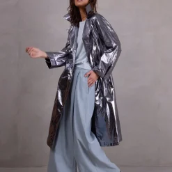 Ferdi silver trench coat