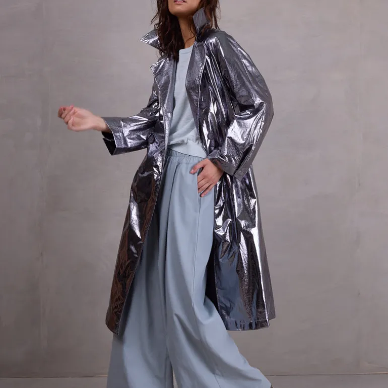Ferdi silver trench coat