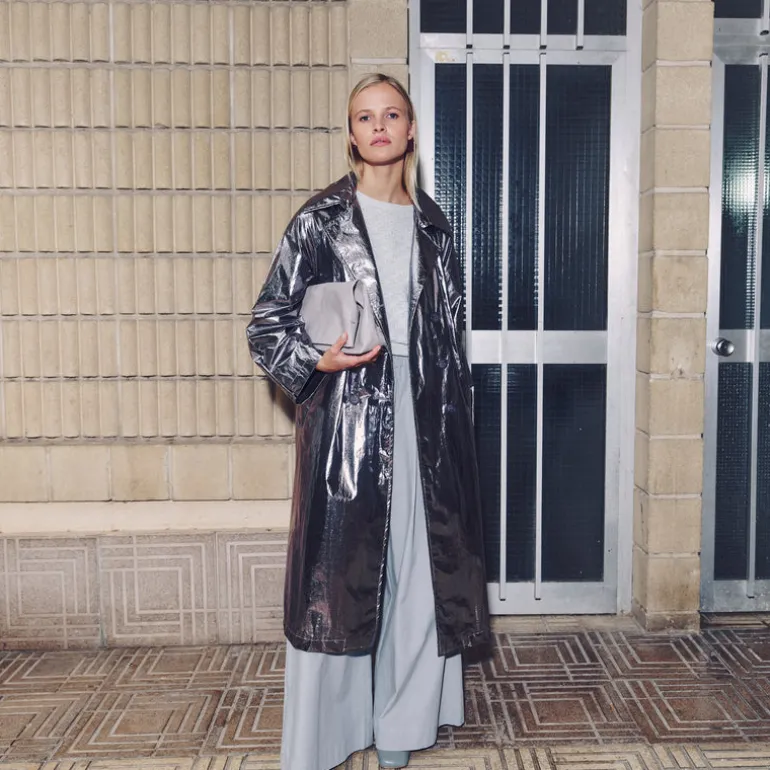 Ferdi silver trench coat