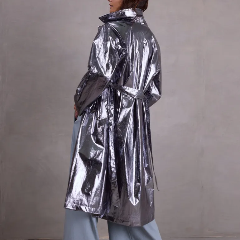 Ferdi silver trench coat