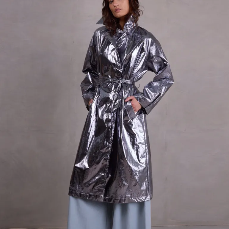 Ferdi silver trench coat