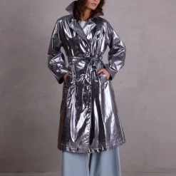 Ferdi silver trench coat