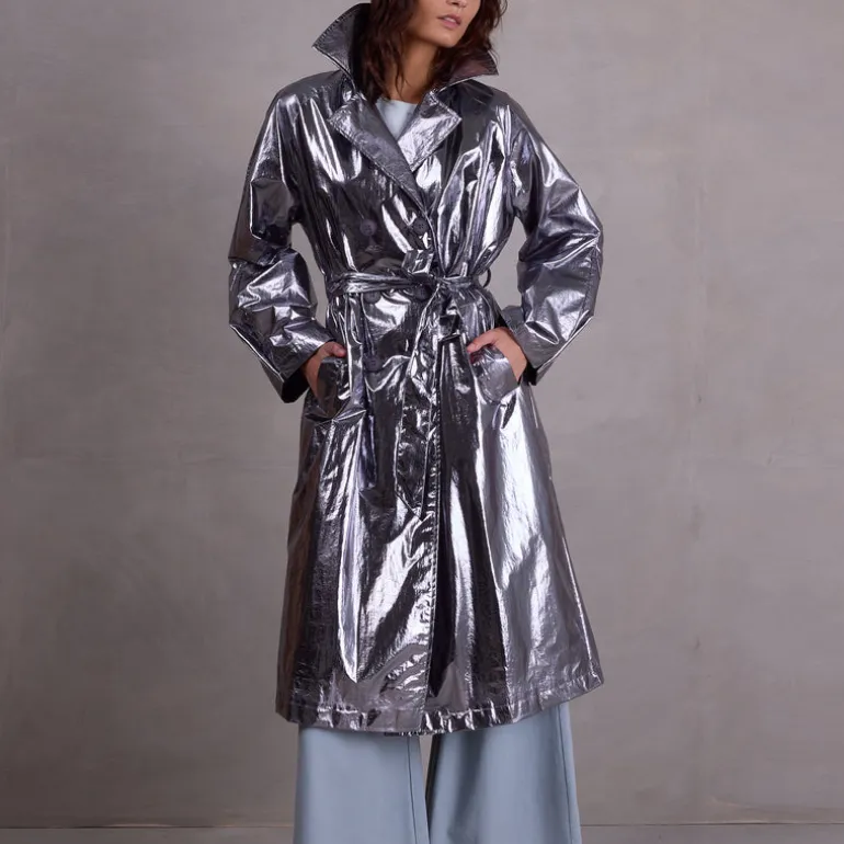 Ferdi silver trench coat