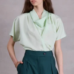Filipa lichtgroen gestreepte blouse