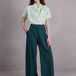 Filipa lichtgroen gestreepte blouse