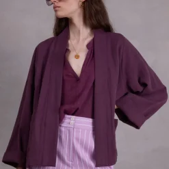 Flenn kimono in aubergine Tencel