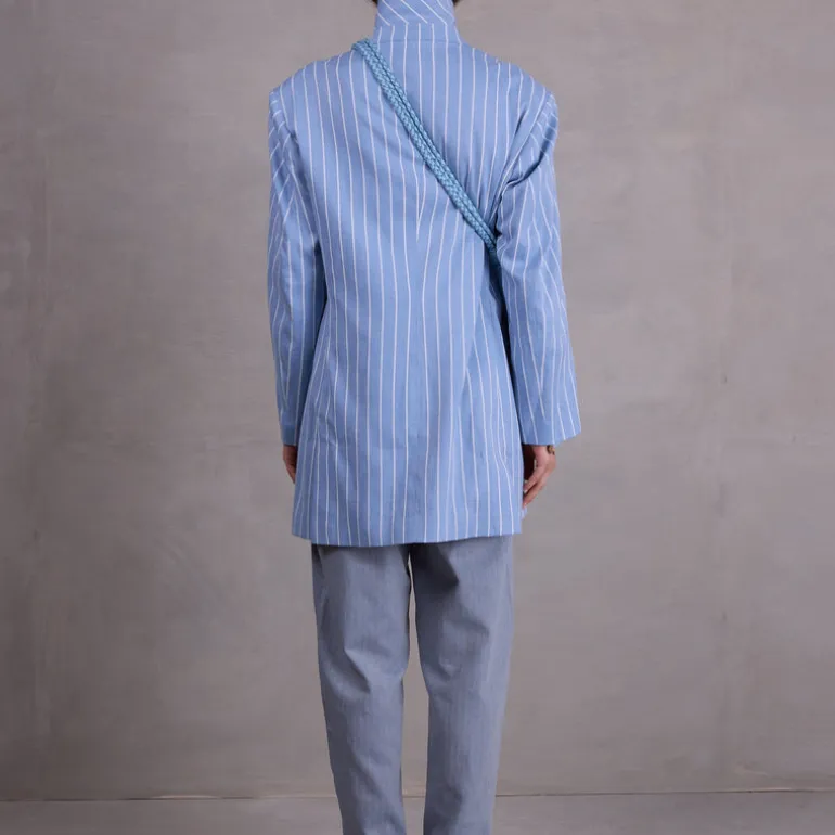 Flint vest in powder blue stripes