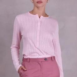 Frouke roze pointelle jersey T-shirt