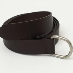 Leren D-ring riem in donkerbruin