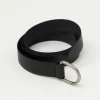 Leren D-ring riem in zwart