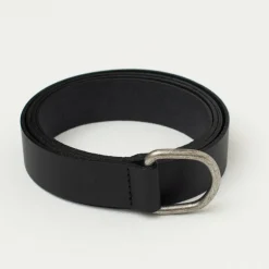 Leren D-ring riem in zwart